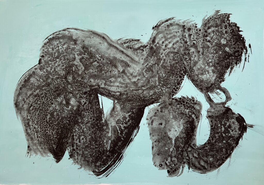 Ulla Heegaard, The Monster:
H 50 x 70 cm / akryl på papir / samt Giclée tryk / indre demoner